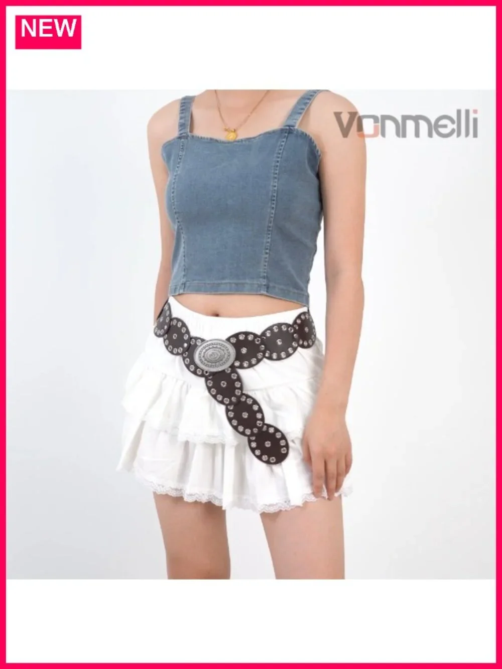 Western Concho Belt Faux Leather Wide Boho Waist Belt for Concert Outfits